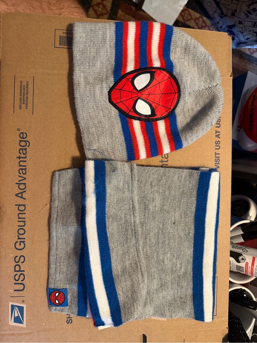 Marvel Kids Spider-Man Hat And Scarf Set